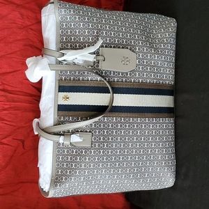 Tory Burch Gemini Link Canvas Top-Zip Tote